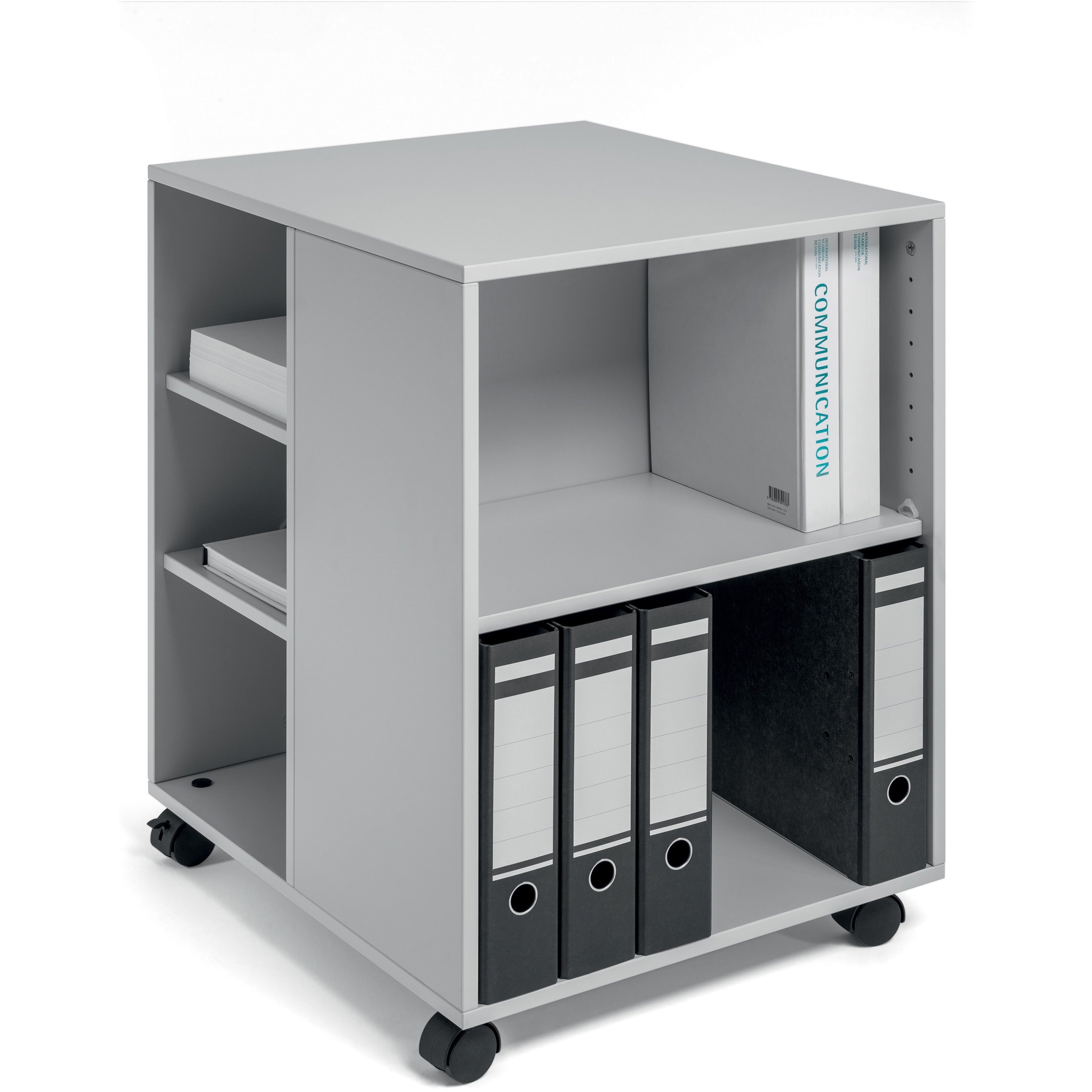 DURABLE Multifunction Trolley, 6 Shelves, 132 lb Capacity, 4 Casters, Wood, Gray, 20.79" W x 23.31" D x 29.45" H, 1 Each