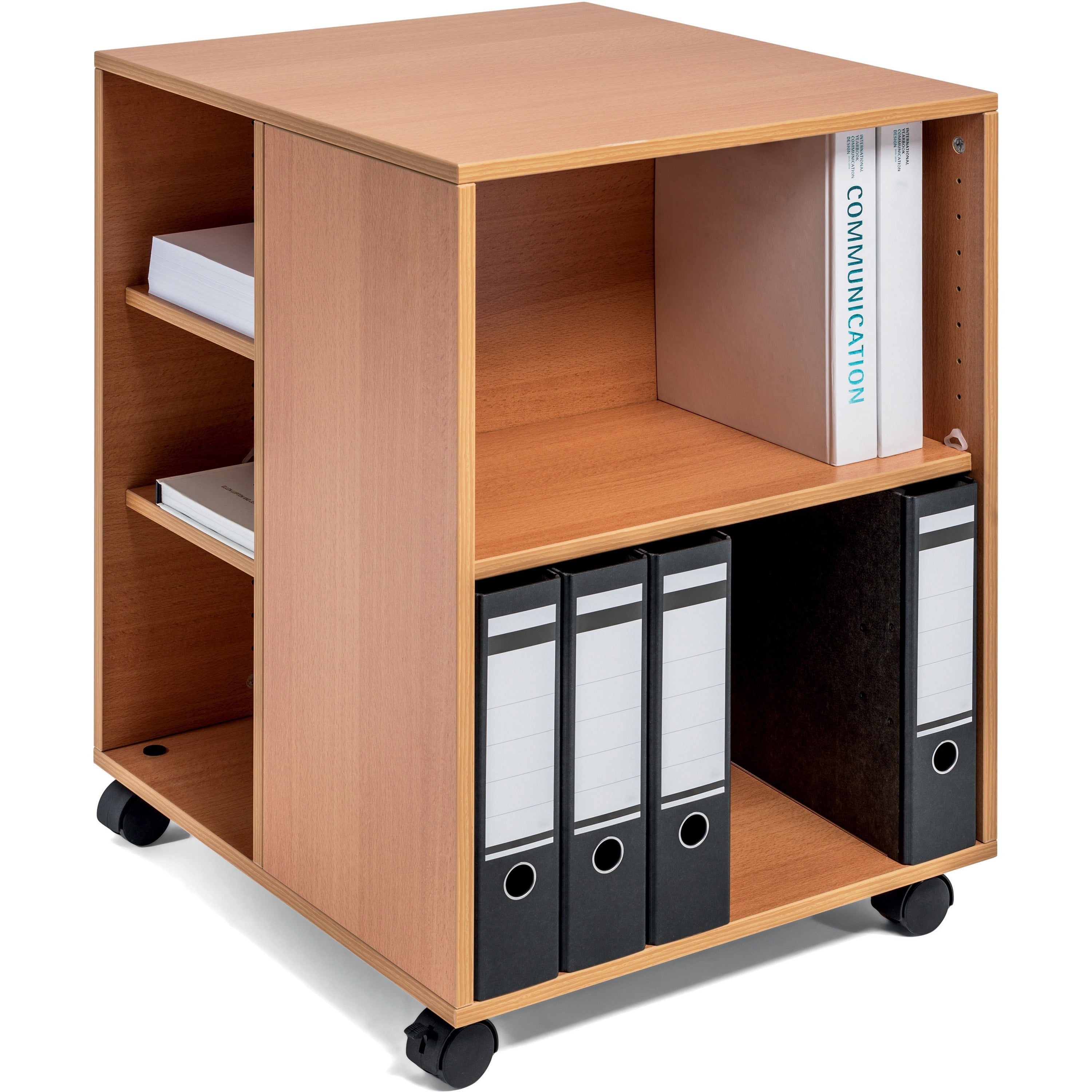 DURABLE Multifunction Trolley, 6 Shelves, 132 lb Capacity, 4 Casters, Wood, Beech, 20.79" W x 23.31" D x 29.45" H, 1 Each