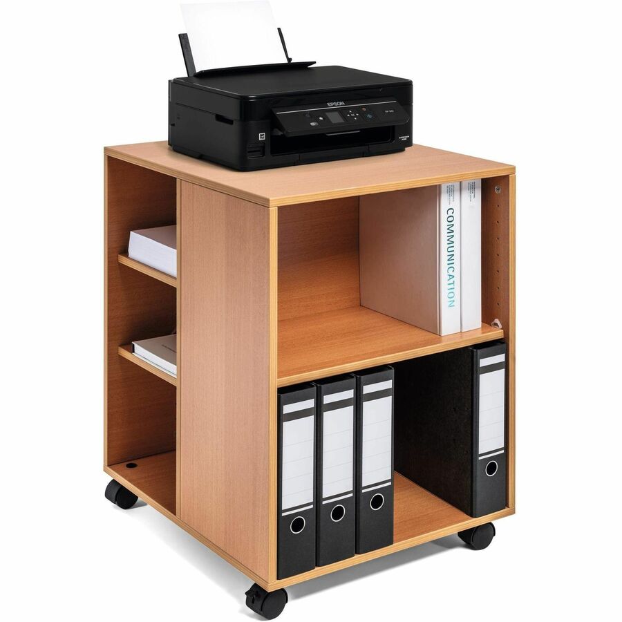 DURABLE Multifunction Trolley, 6 Shelves, 132 lb Capacity, 4 Casters, Wood, Beech, 20.79" W x 23.31" D x 29.45" H, 1 Each