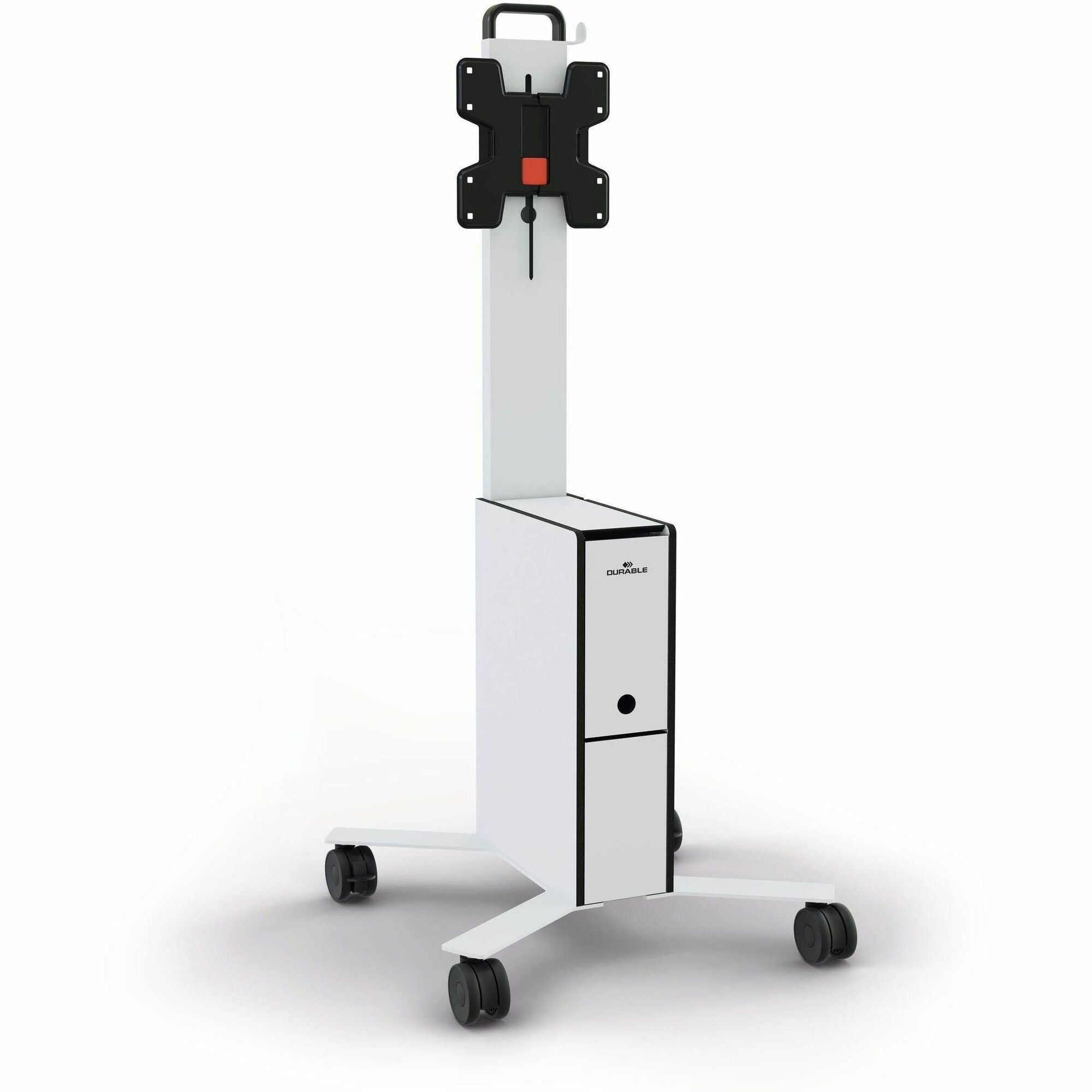 3 Shelf - 39.68 lb Load Capacity - 4 Casters - High Density Fiberboard (HDF) - 22.52" Width x 22.60" Depth x 50.87" Height - Aluminum Frame - White - 1 Each