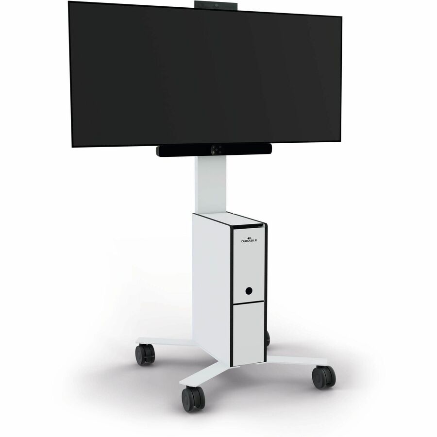 3 Shelf - 39.68 lb Load Capacity - 4 Casters - High Density Fiberboard (HDF) - 22.52" Width x 22.60" Depth x 50.87" Height - Aluminum Frame - White - 1 Each