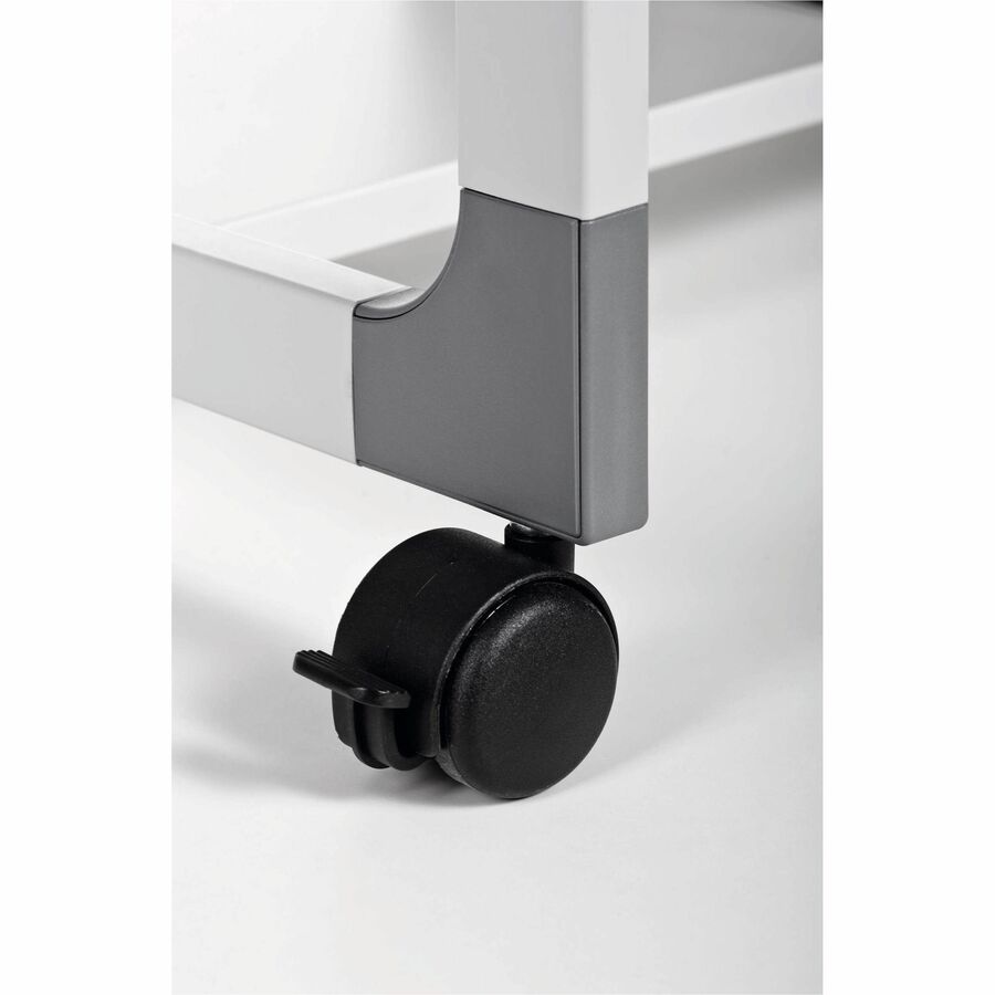 DURABLE System 48 Multifunction Trolley, 2 Shelves, 4 Casters, Plastic/Steel/Melamine Faced Chipboard, 23.62" W x 17.01" D x 18.78" H, Metal Frame, Gray, 1 Each