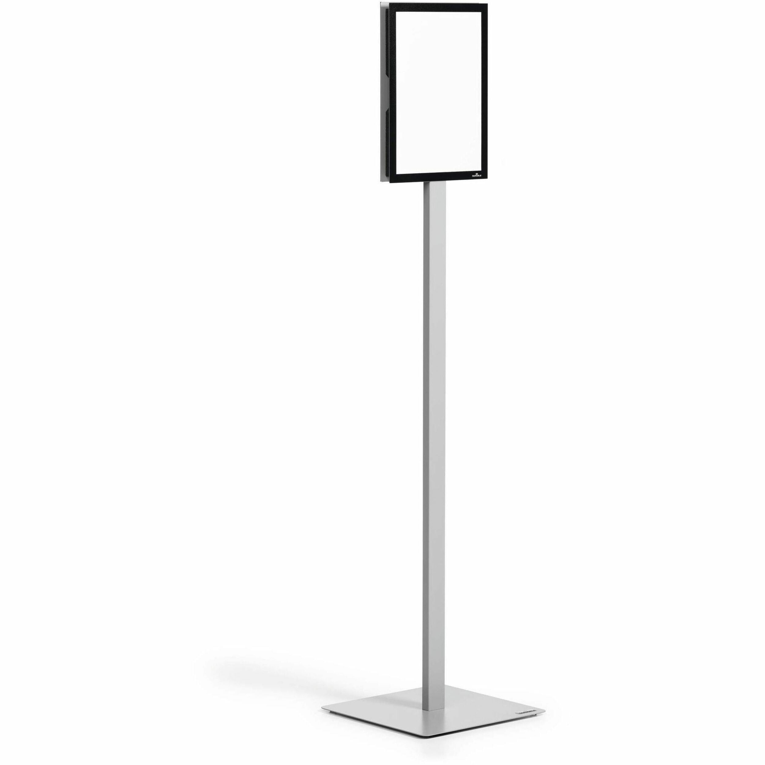 DURABLE Info Basic Floor Stand, Double-Sided, Magnetic Frame, Weighted Base, Charcoal Gray, 1 Each
