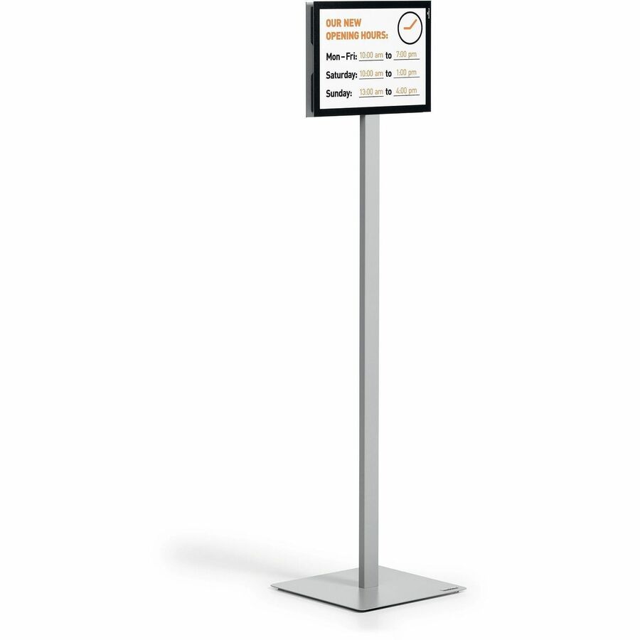DURABLE Info Basic Floor Stand, Double-Sided, Magnetic Frame, Weighted Base, Charcoal Gray, 1 Each