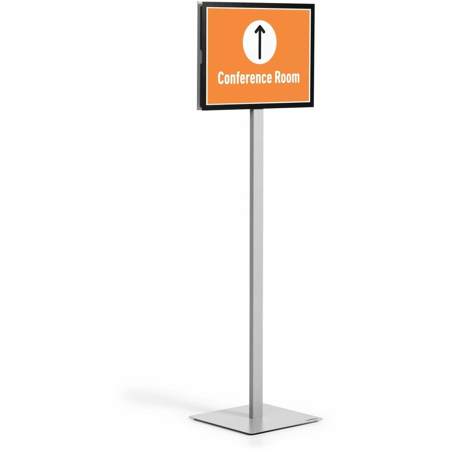 DURABLE Info Basic Floor Stand, Double-Sided, Magnetic Frame, Weighted Base, Charcoal Gray, 1 Each
