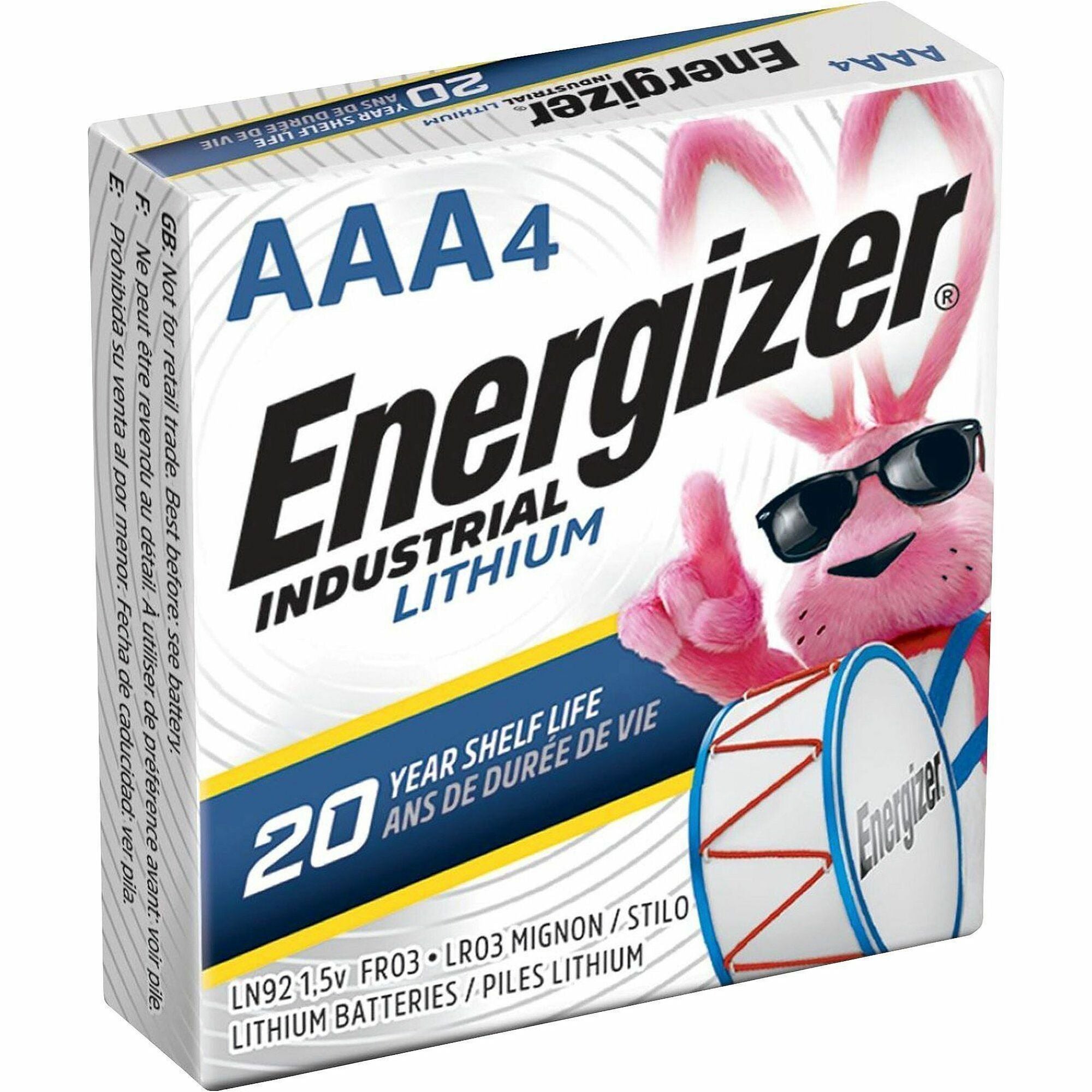 Energizer Industrial AAA Lithium Battery, 4-Pack
