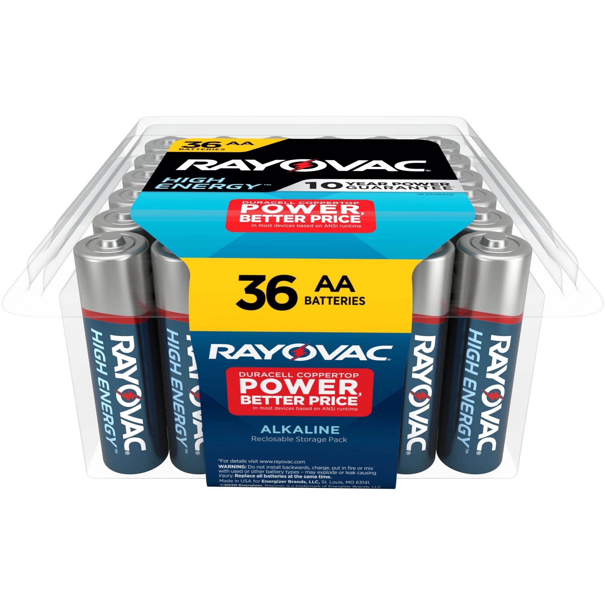 Rayovac High Energy Alkaline AA Batteries, 36 Pack