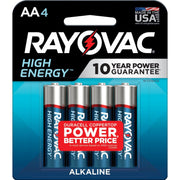 Rayovac High Energy Alkaline AA Batteries, 4 Pack