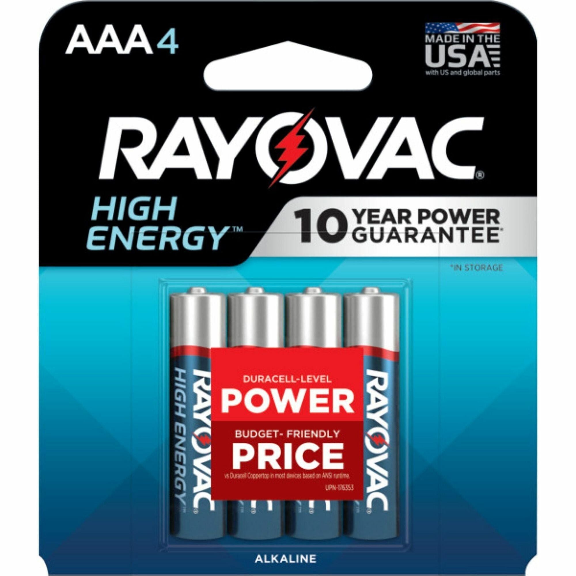 Rayovac High Energy Alkaline AAA Batteries, 4 Pack
