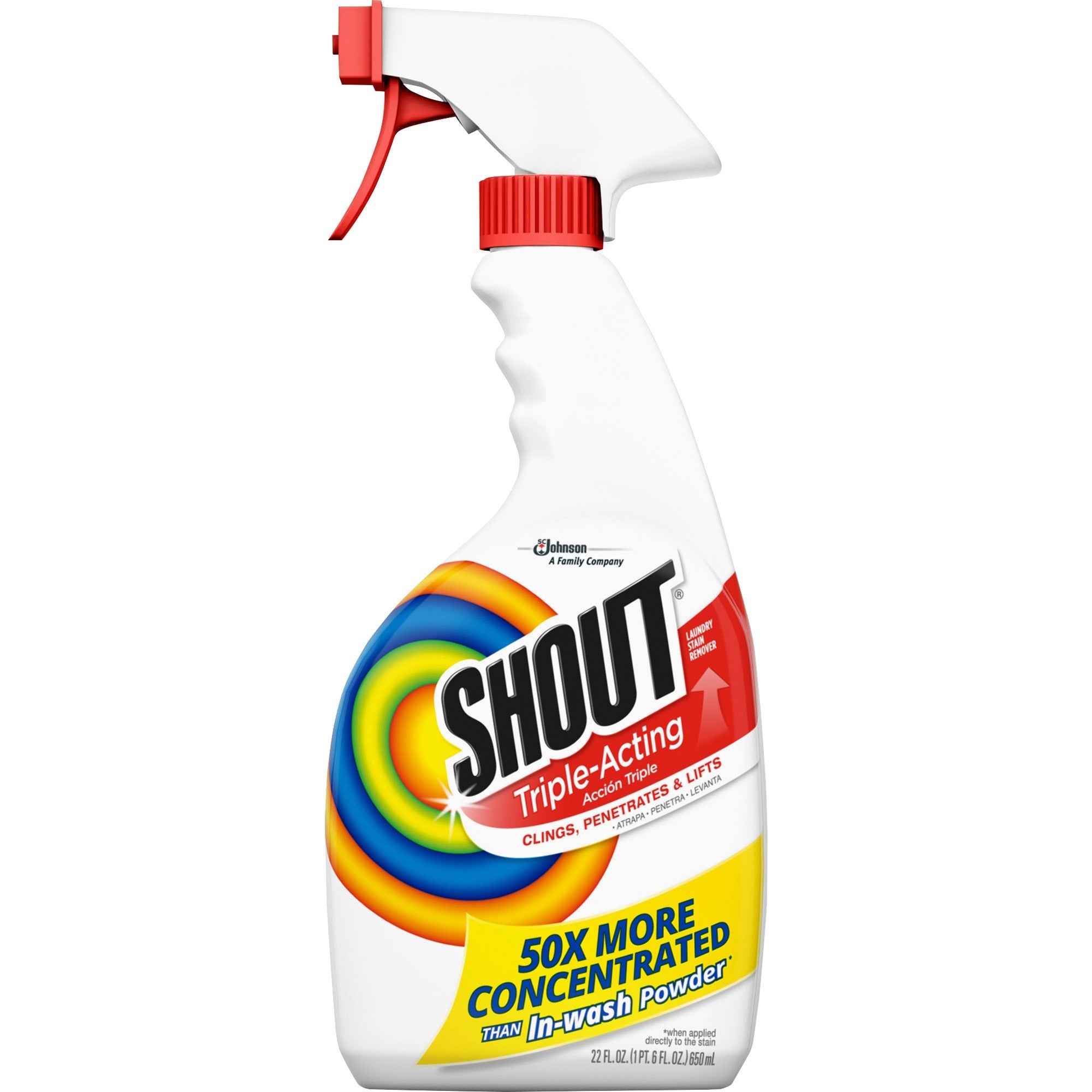 Shout Laundry Stain Remover, Concentrate, Color Safe, Washable, Refillable, Clear, 8/Carton