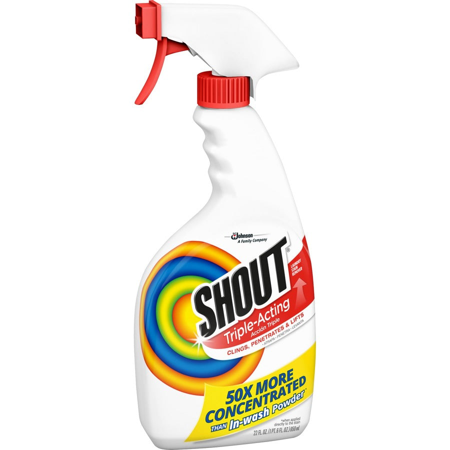 Shout Laundry Stain Remover, Concentrate, Color Safe, Washable, Refillable, Clear, 8/Carton