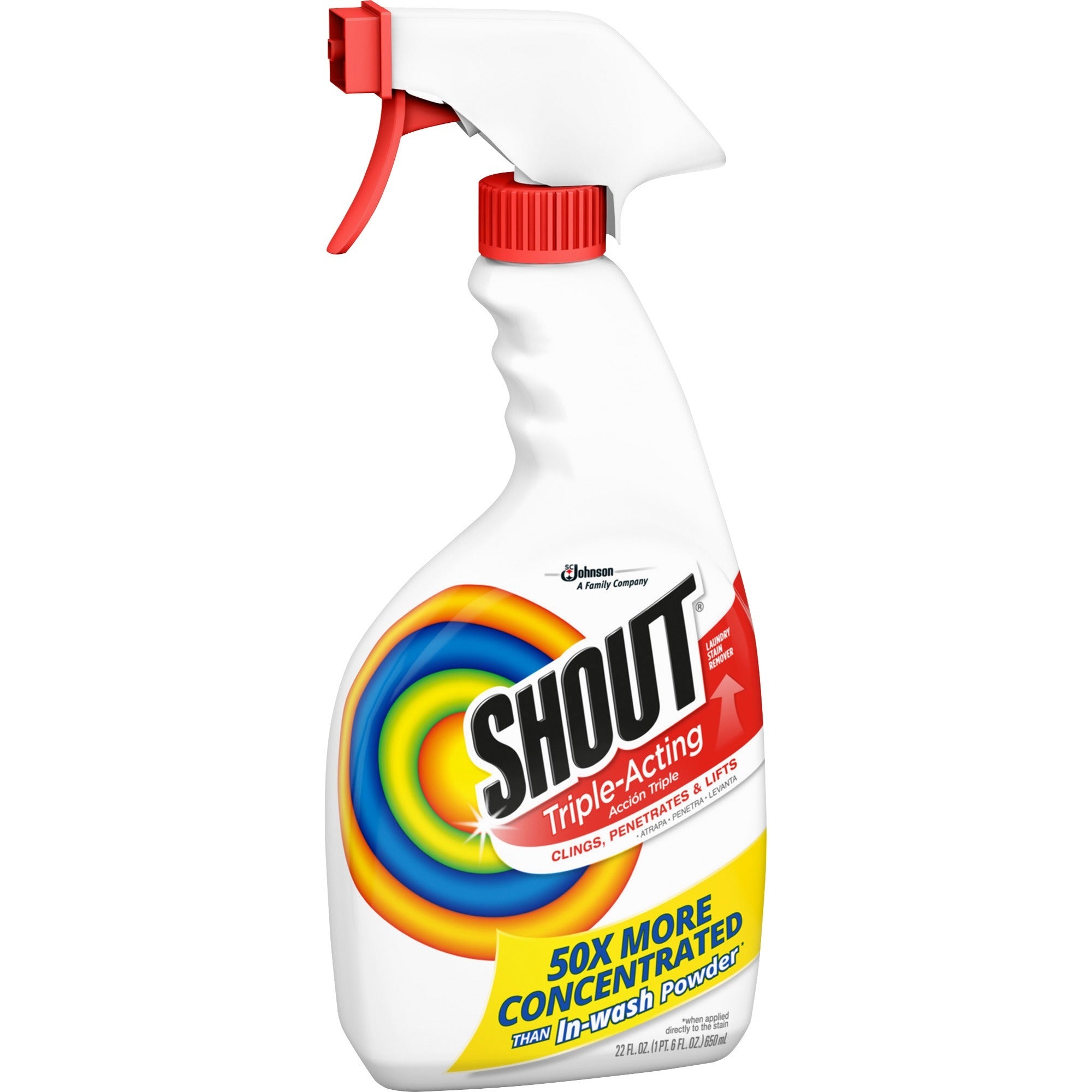 Shout Laundry Stain Remover, Concentrate, Color Safe, Washable, Refillable, Clear, 8/Carton