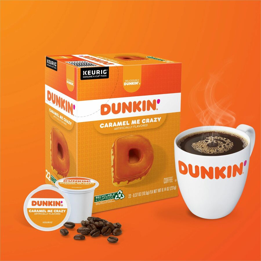 Dunkin' Caramel Me Crazy Coffee, Medium Roast, 22 K-Cup Pods, Kosher, Compatible with Keurig Brewers