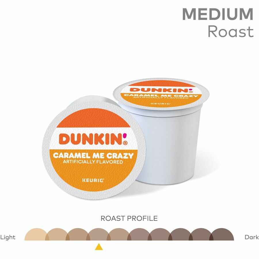 Dunkin' Caramel Me Crazy Coffee, Medium Roast, 22 K-Cup Pods, Kosher, Compatible with Keurig Brewers