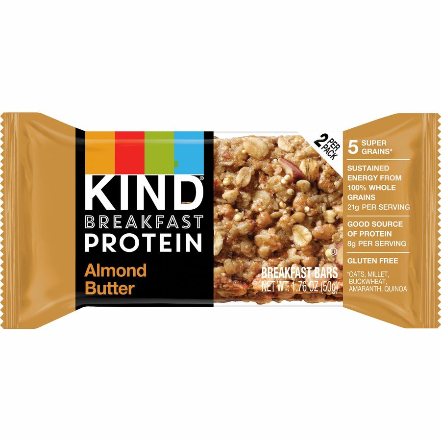 KIND Breakfast Protein Bars, Almond Butter, Gluten-Free, Dairy-Free, Peanut-Free, Low Sodium, 1.76 oz, 6 Bars per Box