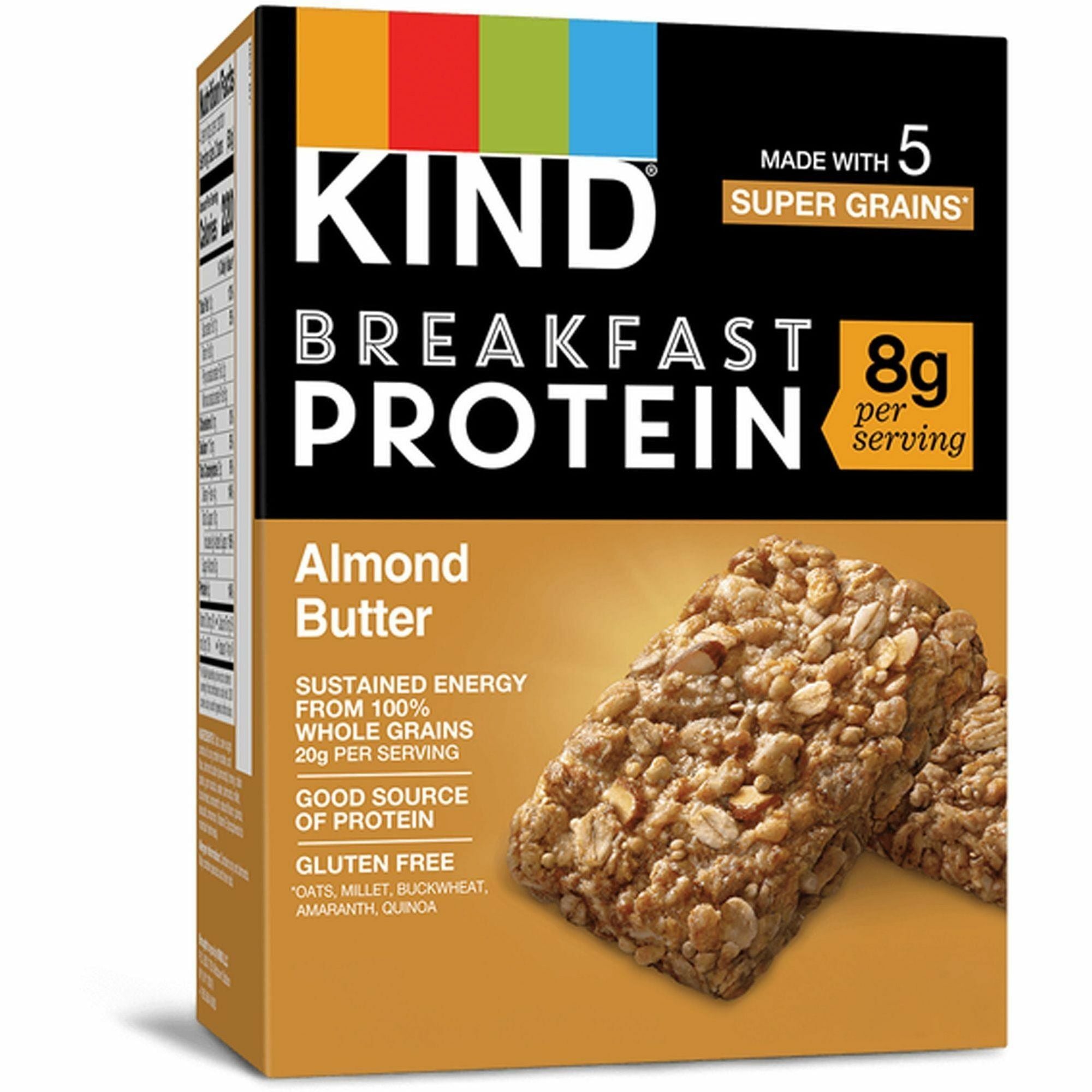 KIND Breakfast Protein Bars, Almond Butter, Gluten-Free, Dairy-Free, Peanut-Free, Low Sodium, 1.76 oz, 6 Bars per Box