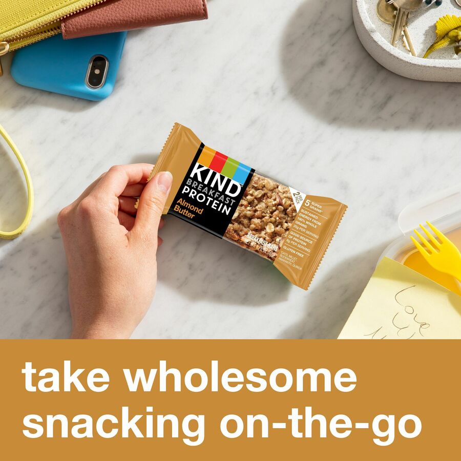 KIND Breakfast Protein Bars, Almond Butter, Gluten-Free, Dairy-Free, Peanut-Free, Low Sodium, 1.76 oz, 6 Bars per Box