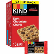 KIND Healthy Grains Bars, Dark Chocolate Chunk, 1.20 oz, 15 Bars per Box, Trans Fat Free, Gluten-Free, Low Sodium, Cholesterol-Free
