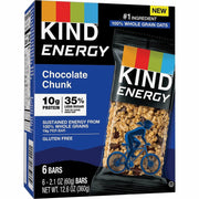 KIND Energy Bars, Chocolate Chunk, Gluten-Free, Trans Fat Free, Individually Wrapped, 2.10 oz, 6/Box