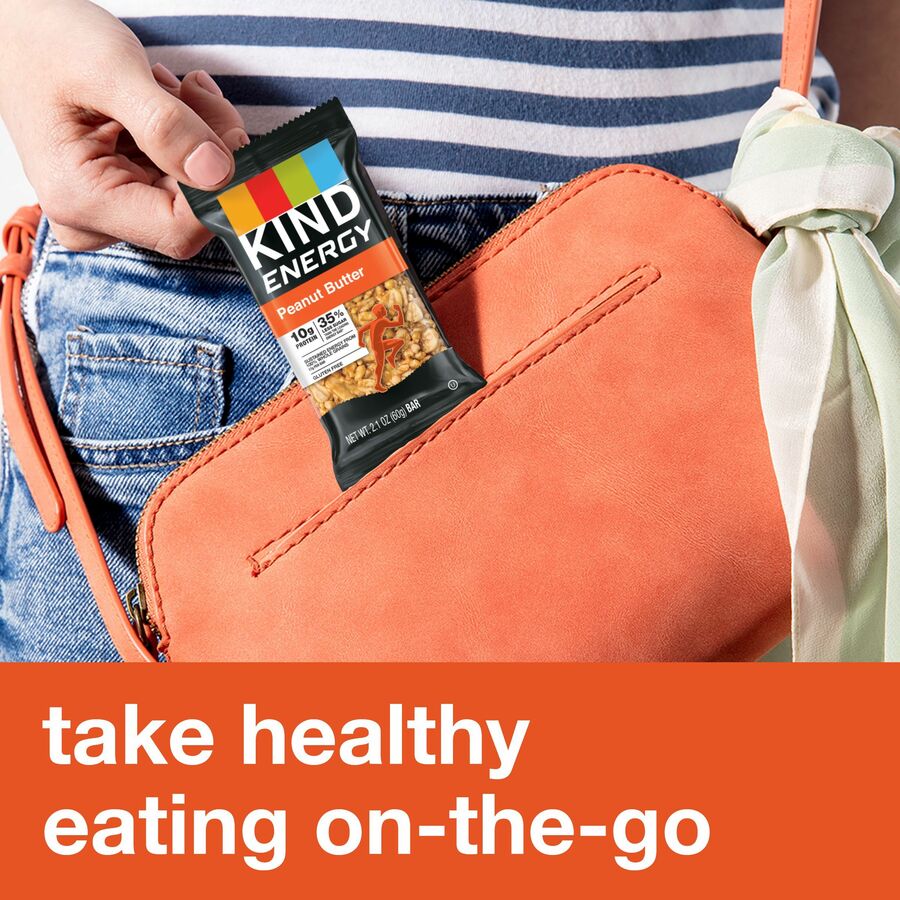 KIND Energy Bars, Peanut Butter, 2.10 oz, 6 Individually Wrapped Bars per Box, Trans Fat Free, Gluten-Free