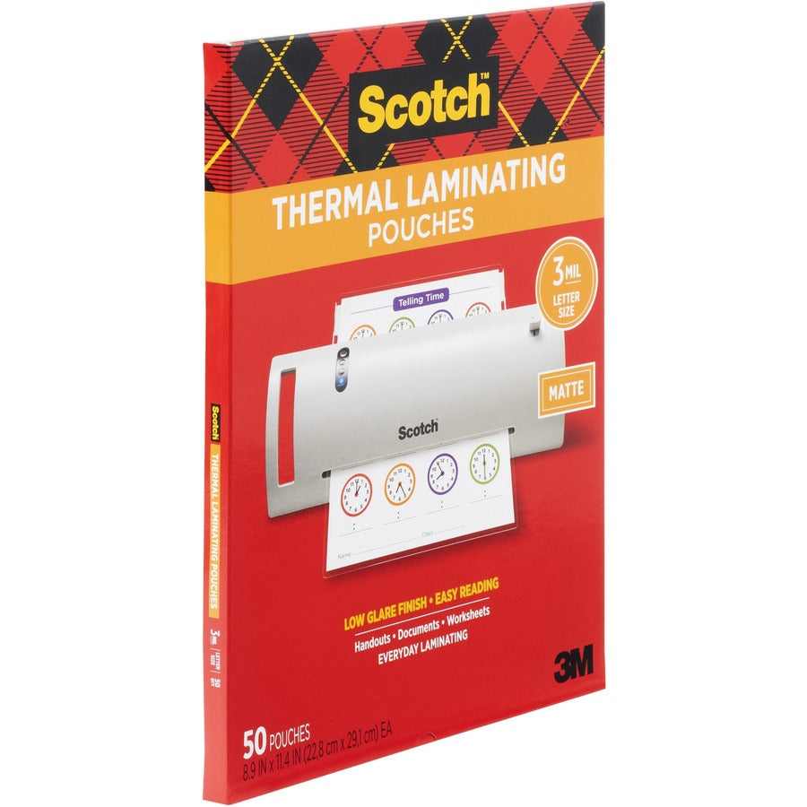 Scotch Laminating Pouch, 8.90" x 11.40", 3 mil, Double Sided, Clear, 1 Pack