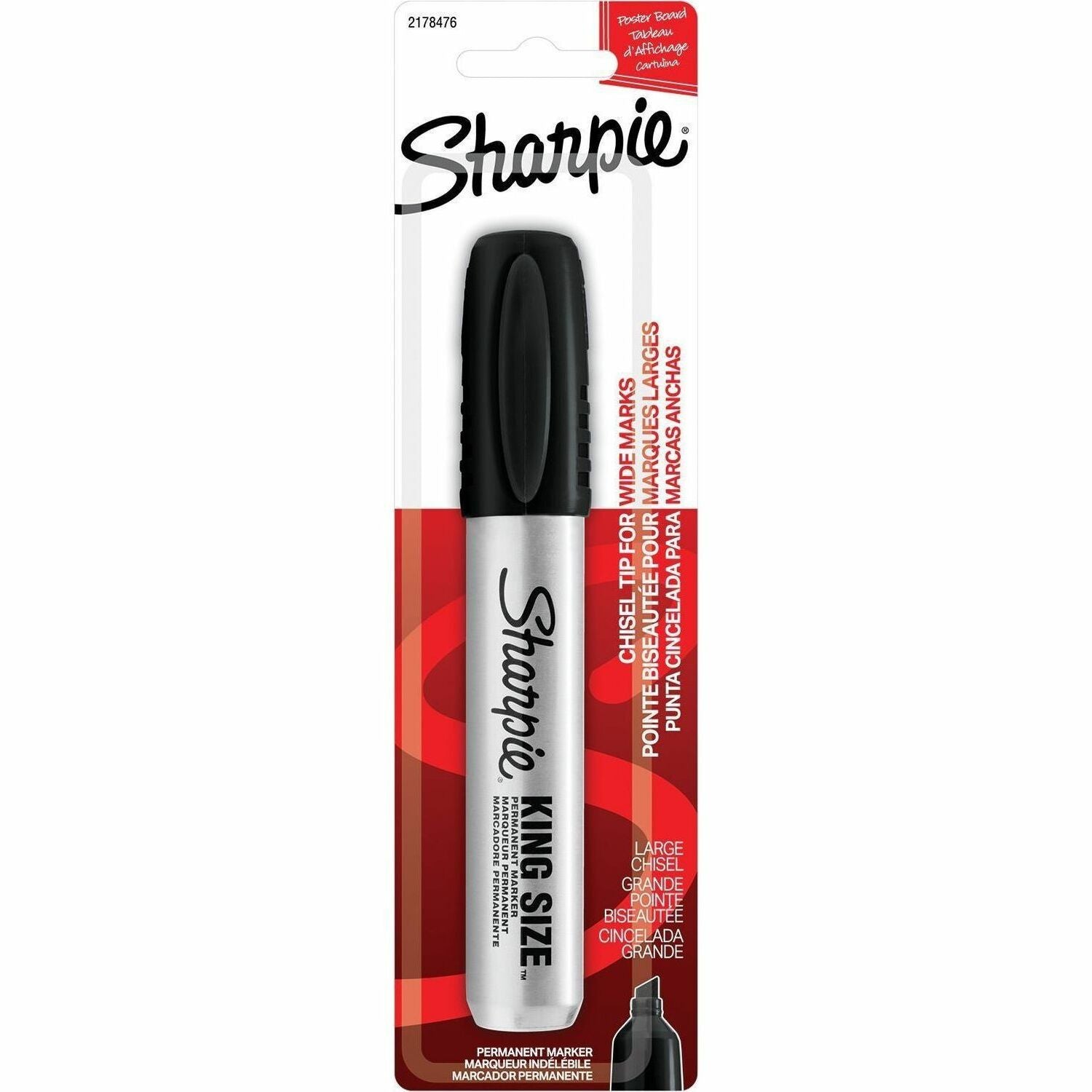 Sharpie King Size Permanent Markers, Bold Chisel Point, Black Ink, Plastic Barrel, 1 Dozen