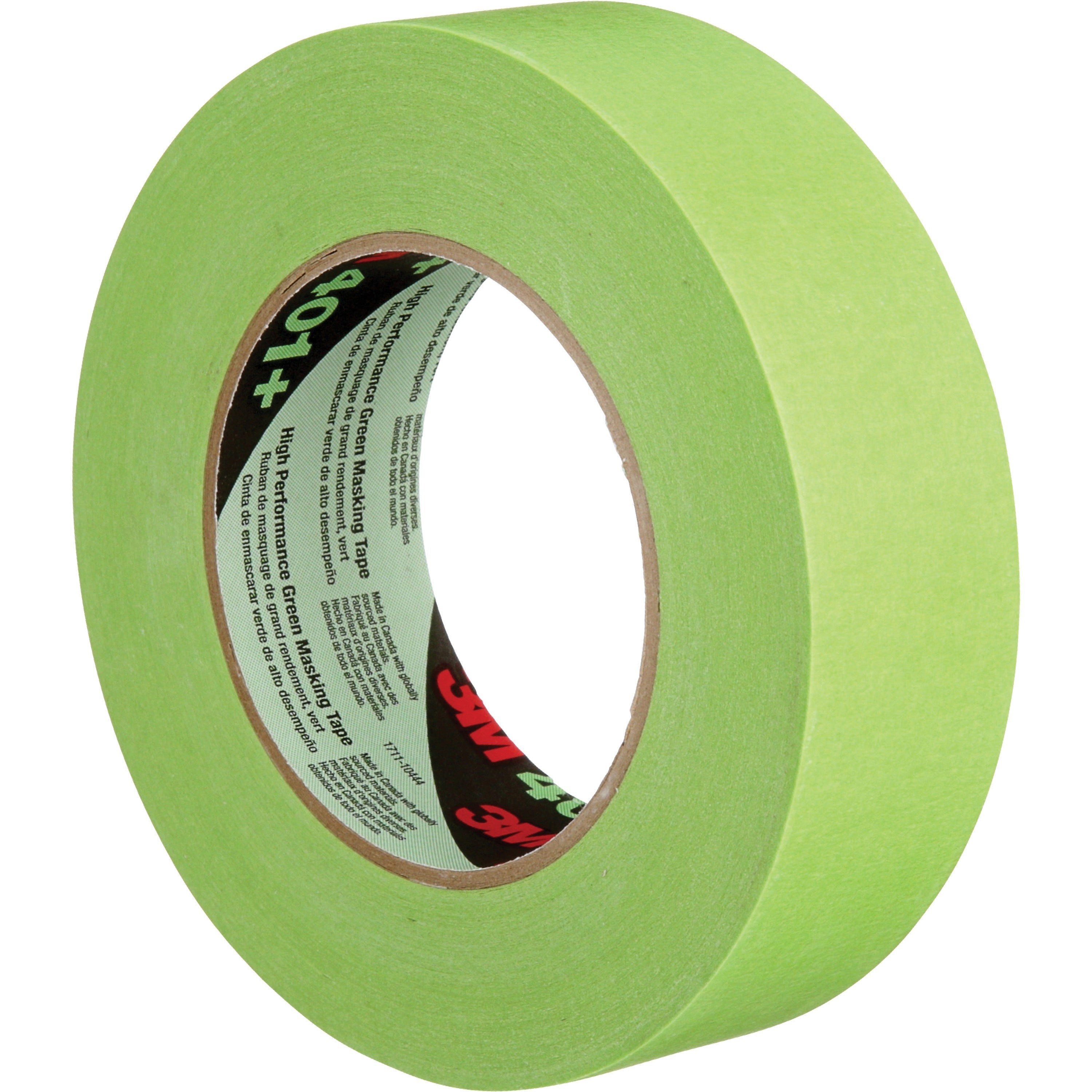 3M 401+ High Performance Green Masking Tape, Crepe Paper, Synthetic Rubber Backing, Green, 1 Roll