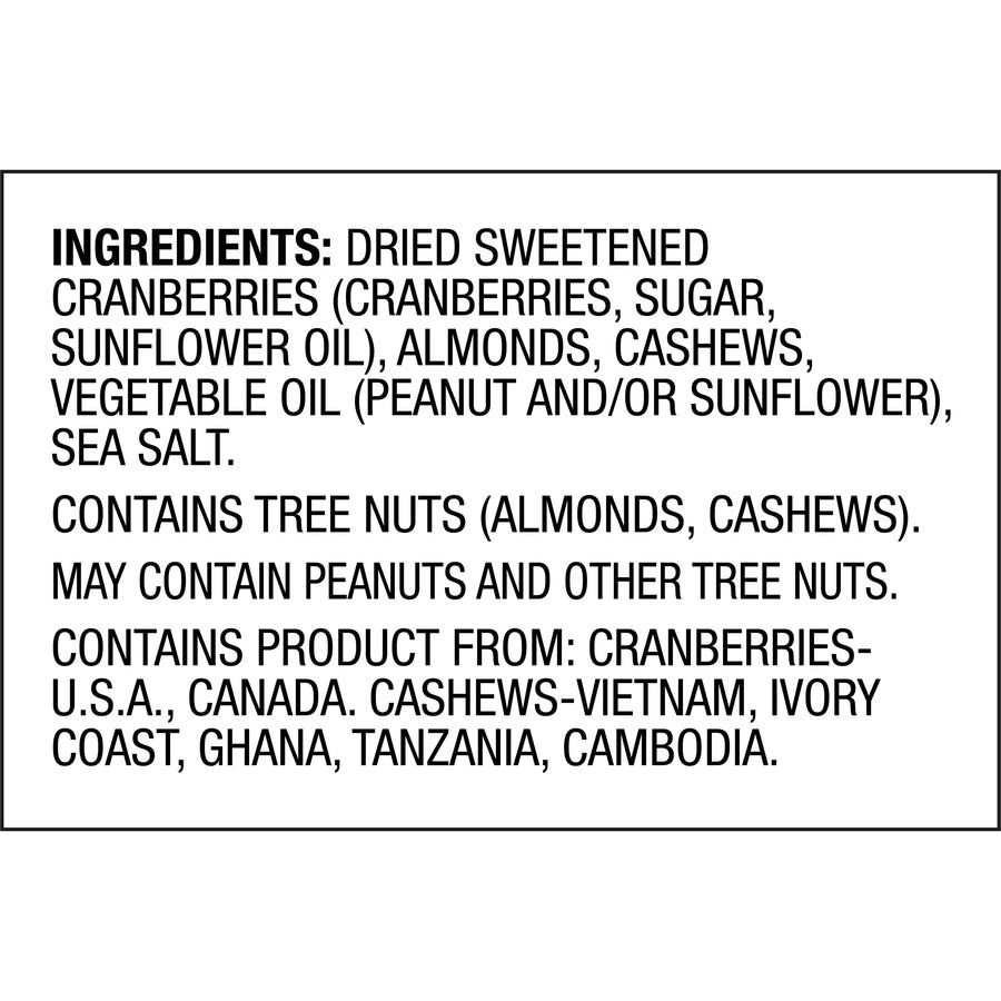Gluten-free, No Artificial Color, No Artificial Flavor, Preservative-free, Resealable Bag - Crunch, Dried Cranberries, Almond, Cashew, Sweet & Salty, Fruit - 1 Serving Bag - 1.85 oz - 14 / Carton