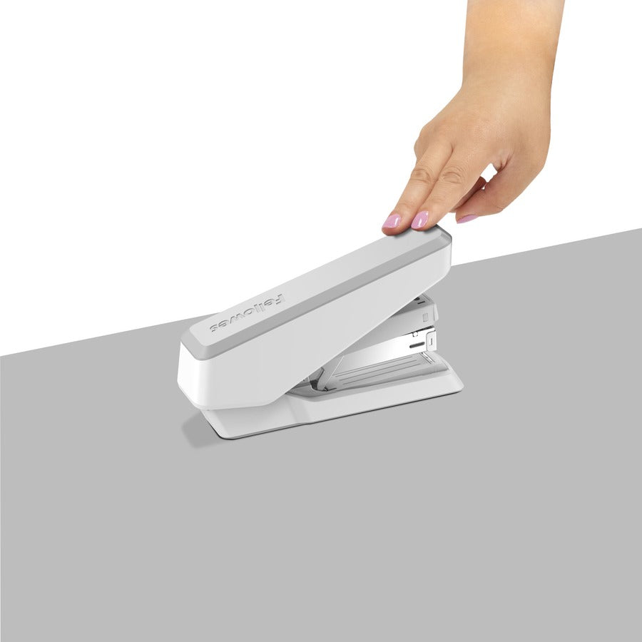 Fellowes EasyPress Full Strip Stapler, White, 40 Sheet Capacity, Holds 210 Staples, 0.25" Staple Size, 1 Each