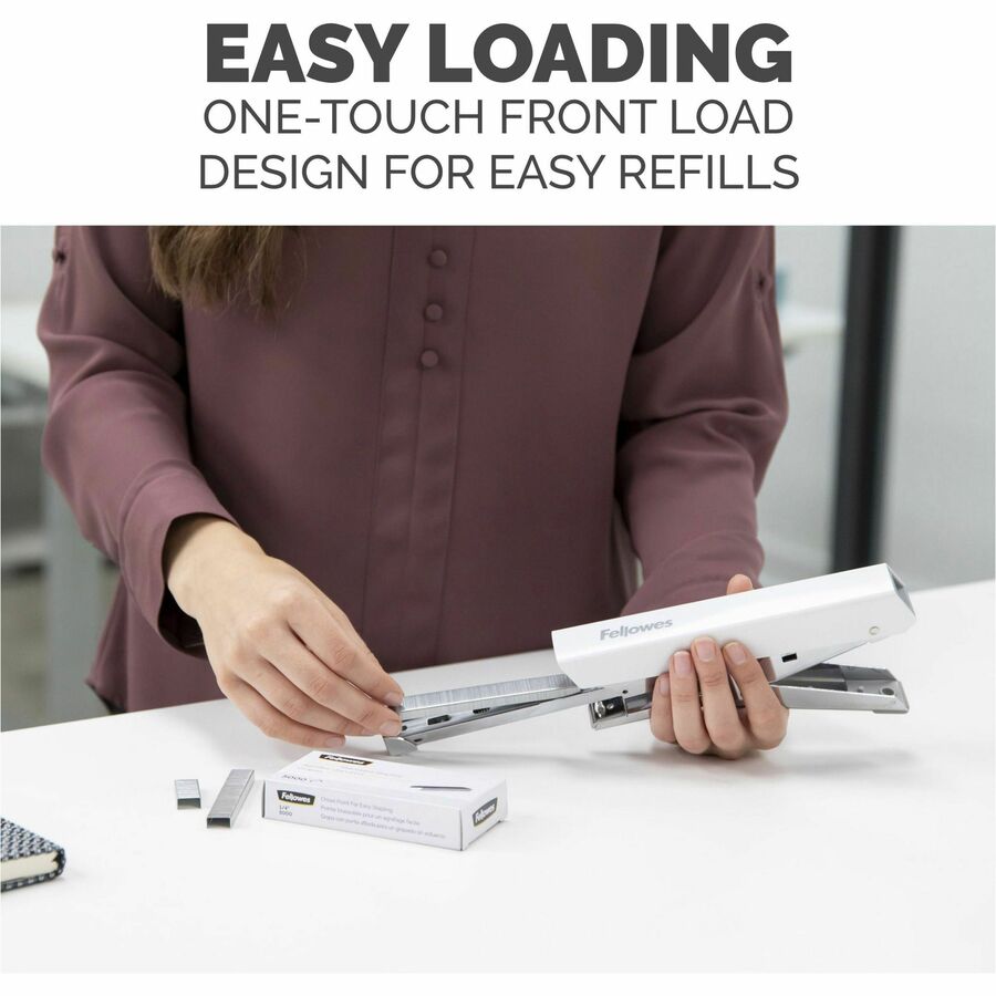 Fellowes LX890 Handheld Plier Stapler, White, Metal, Staples Up to 40 Sheets, Uses 0.25" & 0.31" Staples, 1 Each
