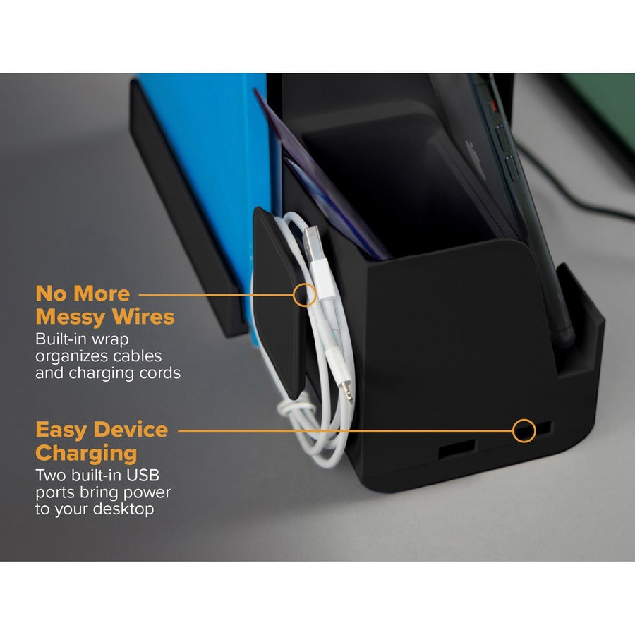 Bostitch Konnect Stackable Desk Organizer, Black, Includes 1 Organizer and 3' Micro USB Cord
