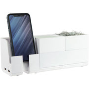Bostitch Konnect Stackable Desk Organizer, White, Includes 3' Micro USB Cord, 1 Each