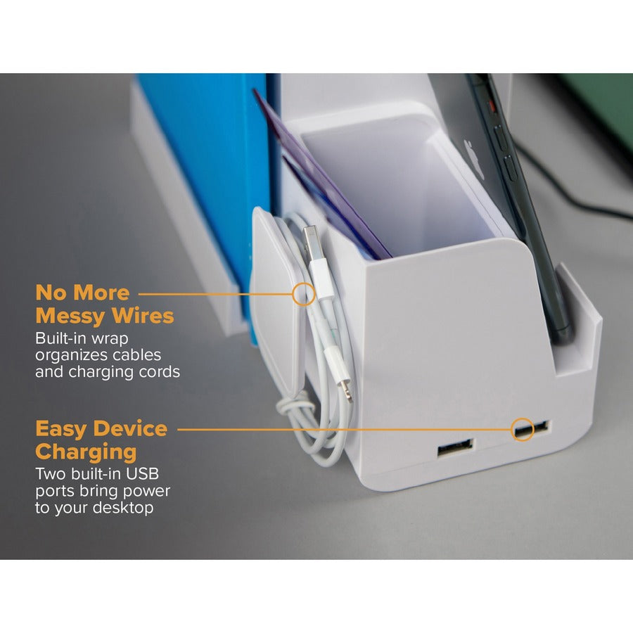 Bostitch Konnect Stackable Desk Organizer, White, Includes 3' Micro USB Cord, 1 Each