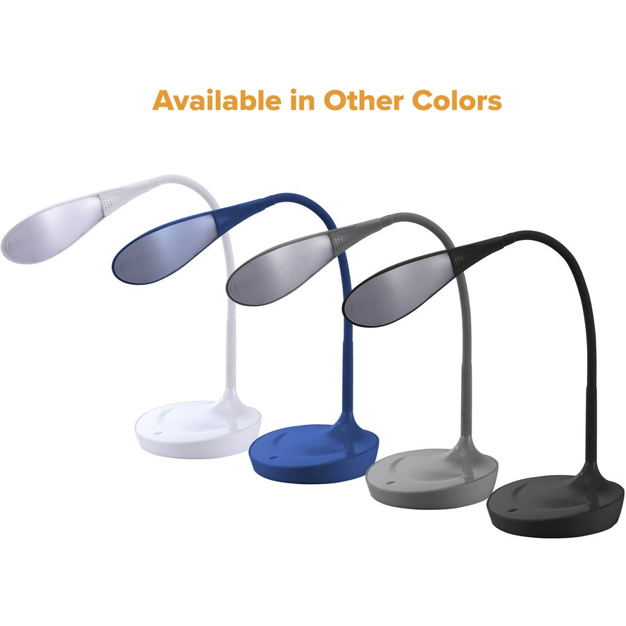 Bostitch Konnect Gooseneck LED Desk Lamp, Adjustable Brightness, Touch Control, Dimmable, Flexible Neck, USB Charging, Flicker-Free, Glare-Free, Black, 1 Each