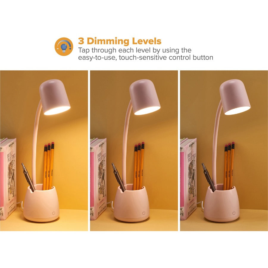 Bostitch Desk Lamp with Storage Cup, Pink