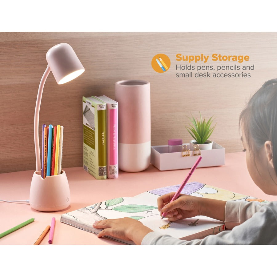 Bostitch Desk Lamp with Storage Cup, Pink
