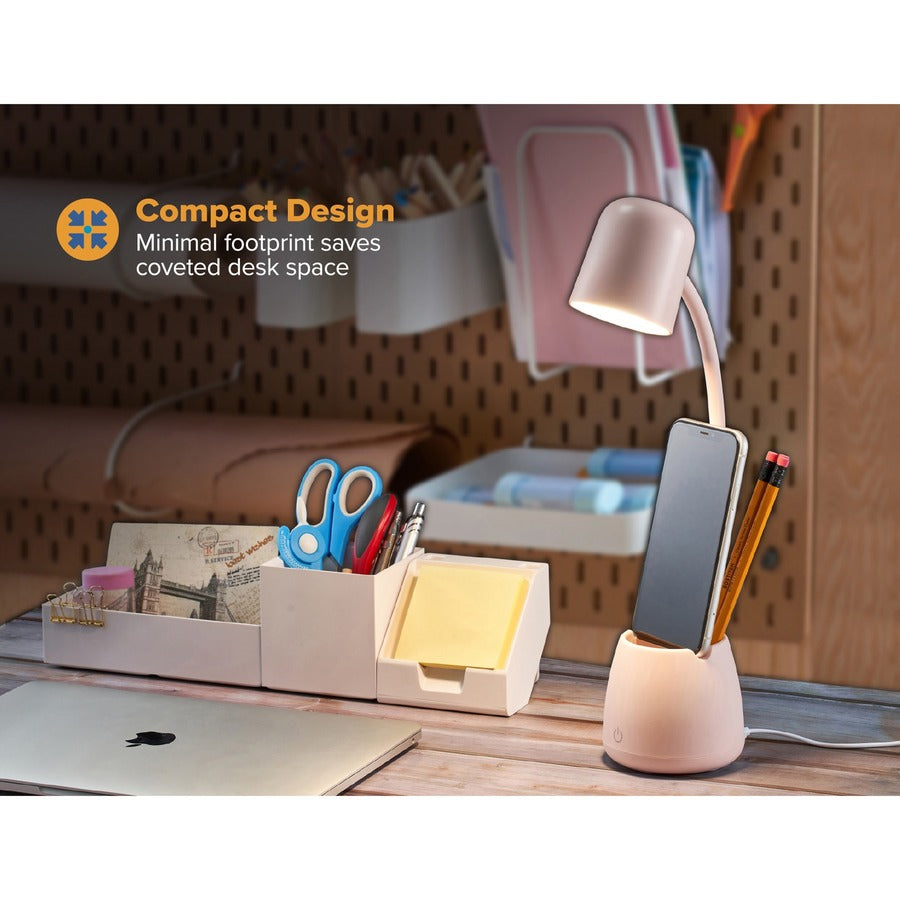 Bostitch Desk Lamp with Storage Cup, Pink