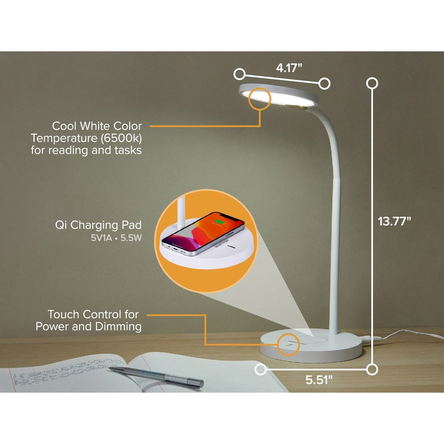 Bostitch Qi Wireless Charging LED Desk Lamp White
