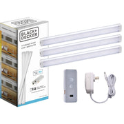 BLACK+DECKER Smart Under Cabinet Lighting Kit, Silver, Includes 3 x 9" Light Bars, AC Adapter, Jumper Wire, Control Box, Mounting Clips, 1 Each