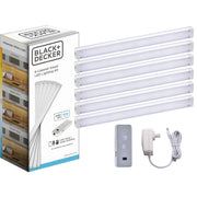 BLACK+DECKER Smart Under Cabinet Lighting Kit, Silver, Includes 6 x 9" Light Bars, AC Adapter, Control Box, Jumper Wires, Mounting Clips, 1 Each