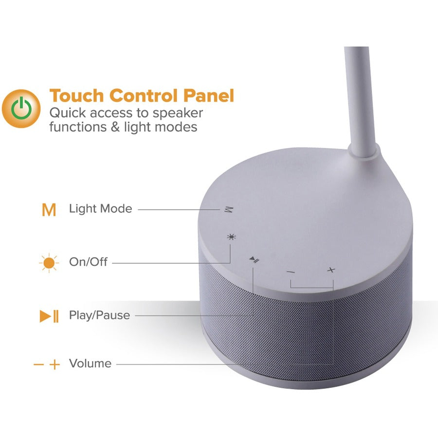 5.50 W LED Bulb - Bluetooth, USB Charging, Color Temperature Setting, Flicker-free, Glare-free Light, Gooseneck, Touch Sensitive Control Panel, Flexible - Desk Mountable - White - for Phone, Relaxing, Reading, Desk
