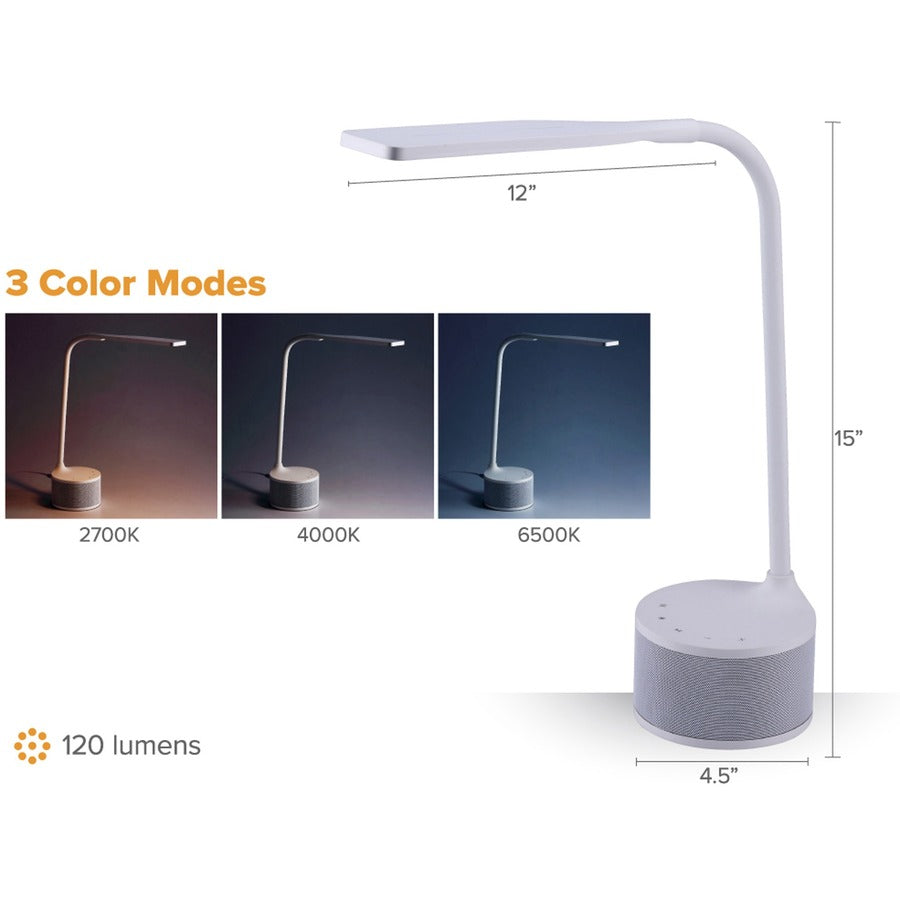 5.50 W LED Bulb - Bluetooth, USB Charging, Color Temperature Setting, Flicker-free, Glare-free Light, Gooseneck, Touch Sensitive Control Panel, Flexible - Desk Mountable - White - for Phone, Relaxing, Reading, Desk
