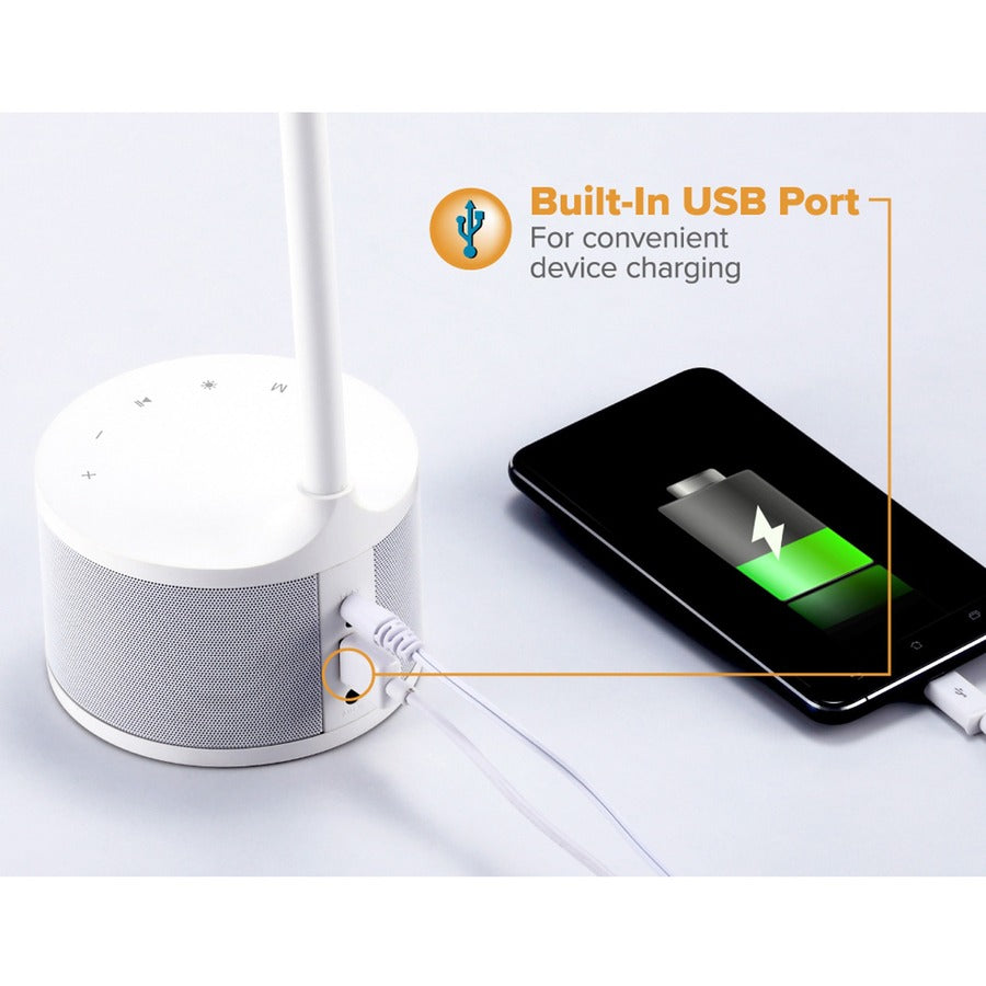 5.50 W LED Bulb - Bluetooth, USB Charging, Color Temperature Setting, Flicker-free, Glare-free Light, Gooseneck, Touch Sensitive Control Panel, Flexible - Desk Mountable - White - for Phone, Relaxing, Reading, Desk