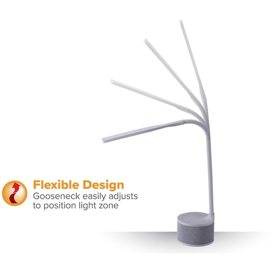 5.50 W LED Bulb - Bluetooth, USB Charging, Color Temperature Setting, Flicker-free, Glare-free Light, Gooseneck, Touch Sensitive Control Panel, Flexible - Desk Mountable - White - for Phone, Relaxing, Reading, Desk