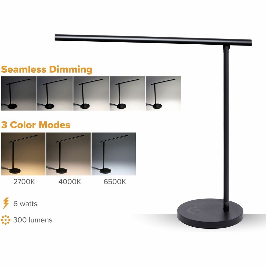 LED Bulb - Foldable, Dimmable, Color Temperature Setting, Adjustable Brightness, Glare-free Light, Touch Sensitive Control Panel, Flicker-free - Desk Mountable - Black - for Desk, Relaxing