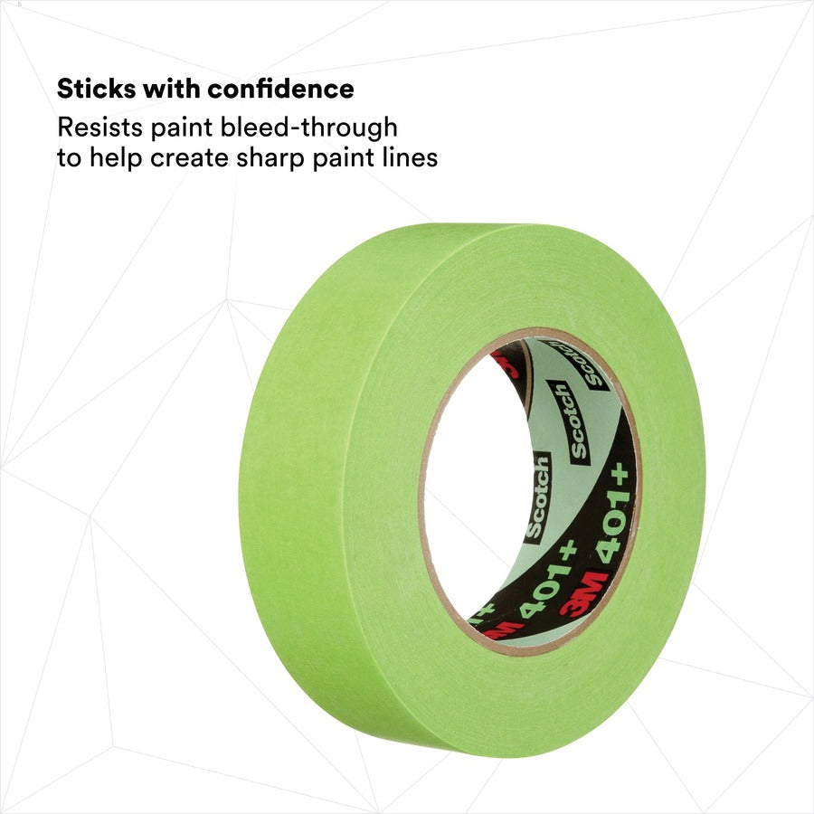 3M 401+ High Performance Green Masking Tape, 2.17" x 0.71", Green, 1 Roll