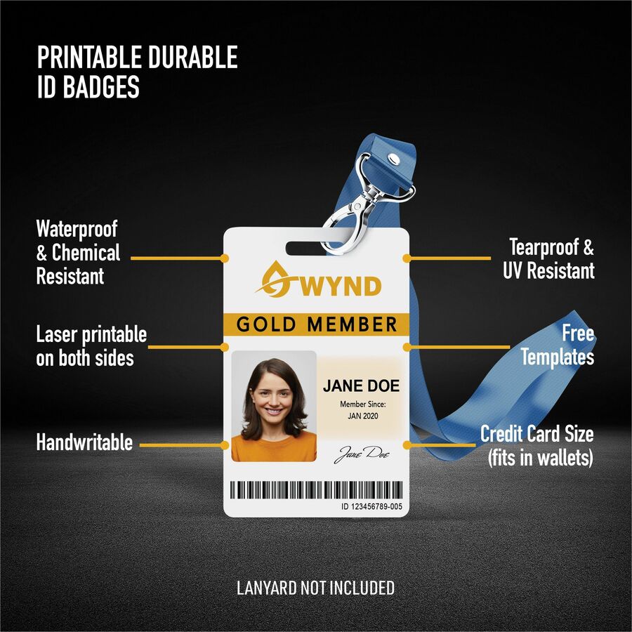 Avery Name Badge, Vertical Portrait, 2.1" x 3.4", Rectangular, Double Sided, Durable, Hand Writable, Printable, Water & Chemical Resistant, Tear & UV Resistant, Insertable, White, 1 Pack