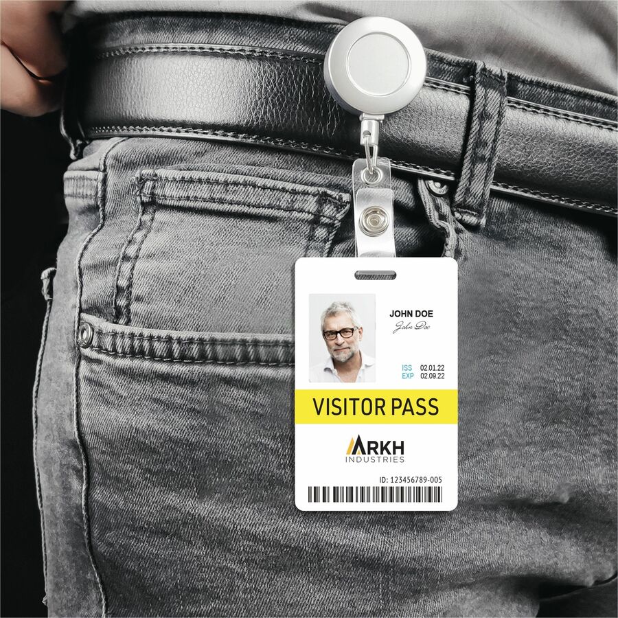 Avery Name Badge, Vertical Portrait, 2.1" x 3.4", Rectangular, Double Sided, Durable, Hand Writable, Printable, Water & Chemical Resistant, Tear & UV Resistant, Insertable, White, 1 Pack