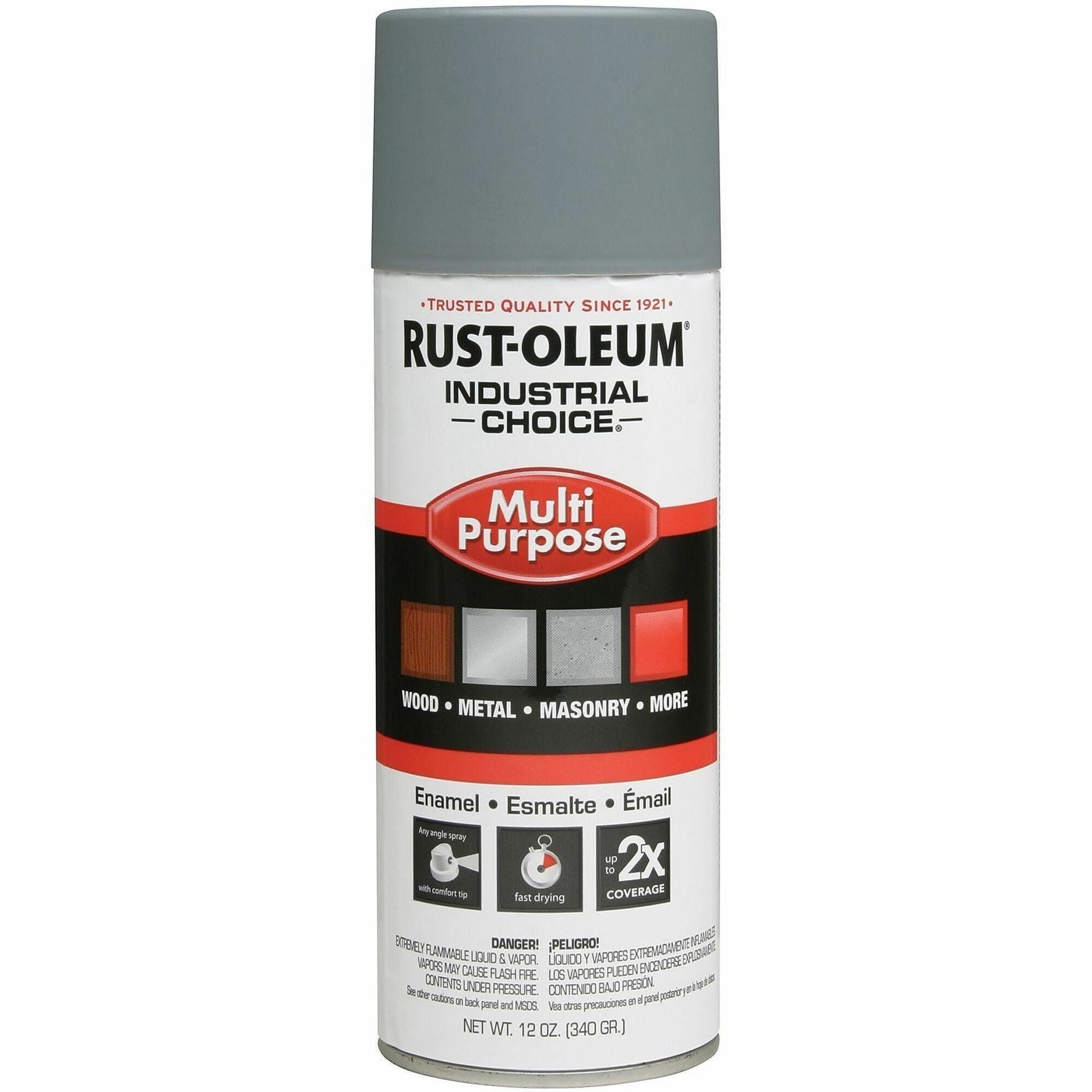 Industrial Choice Enamel Spray Paint, Gray Primer, Aerosol, 12 oz, 6/Carton