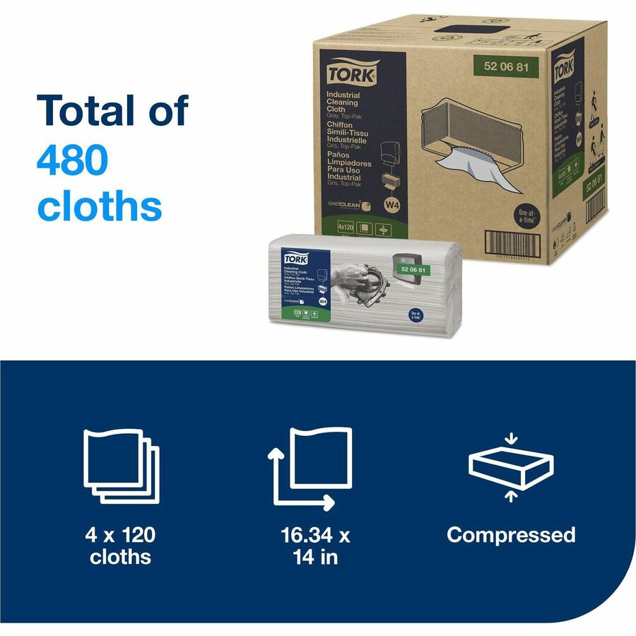 1 Ply - 13.98" Width x 16.34" Length - Textured - Gray - Cellulose, Polyester, Polypropylene - 120/Pack - 4 / Carton